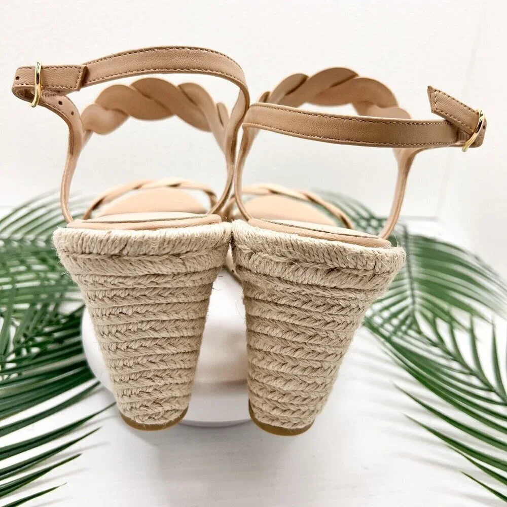 STUART WEITZMAN Twisted Patent Leather Espadrille Wedge Sandals Size 11B NWB
